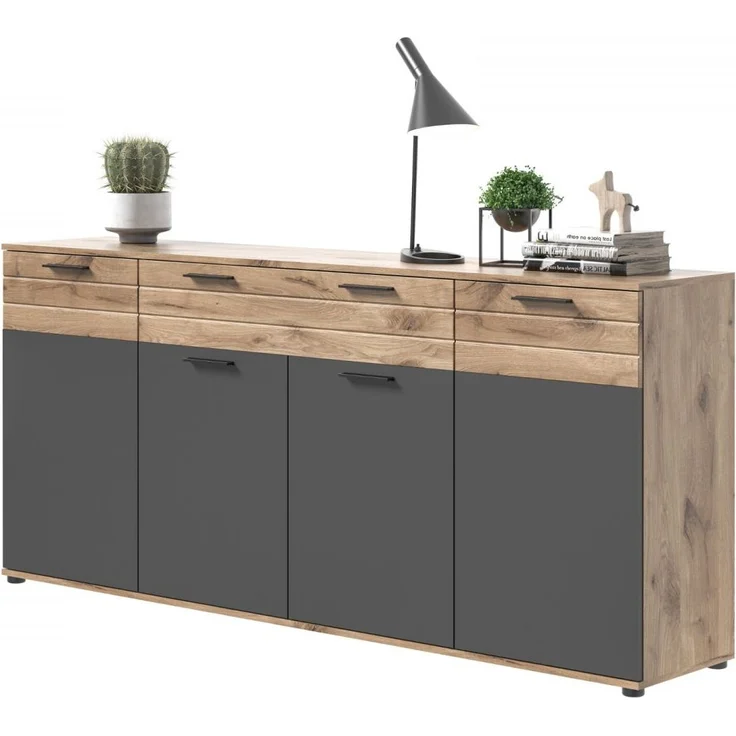 Sideboard Tomaso in Eiche und grau 200 cm – Bild 4