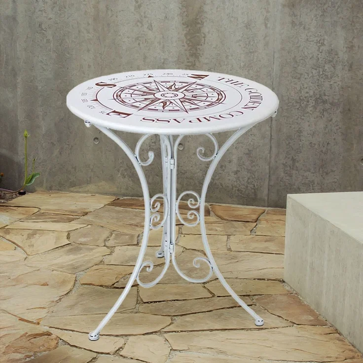 Bistrotisch, Kompass-Design, Eisen, weiß, 60 cm – Bild 2