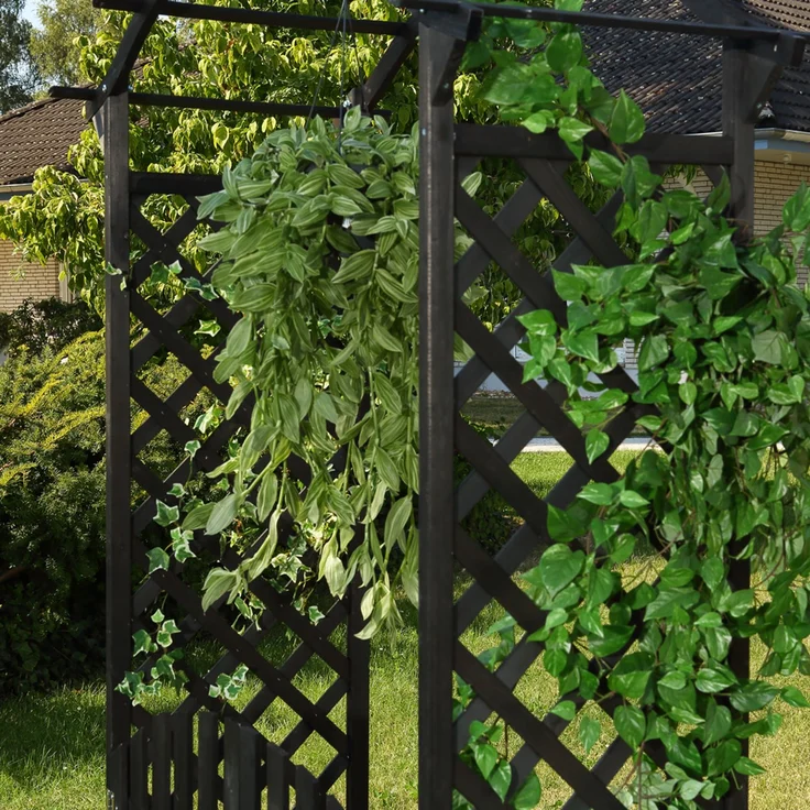 Rosenbogen Schwarz + Türen Spalier Rankhilfe Gitter Holz Pergola Garten Torbogen – Bild 4