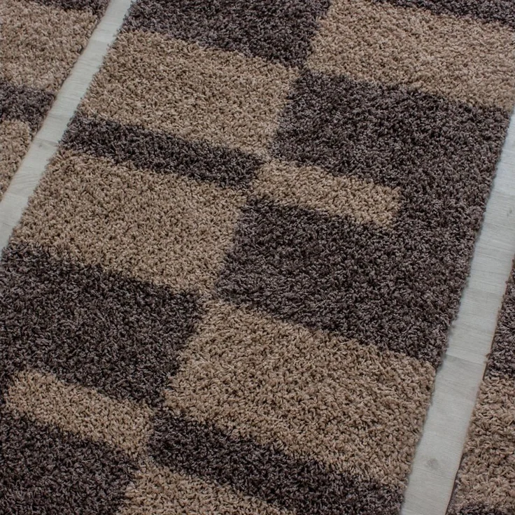 Carpettex Hochflor-Bettumrandung Unicolor - Einfarbig, Höhe 30 mm, (Bett-Set, 3-tlg, Bettvorlage), Schlafzimmer Teppich Bettumrandung Läufer Set 3 teilig – Bild 2