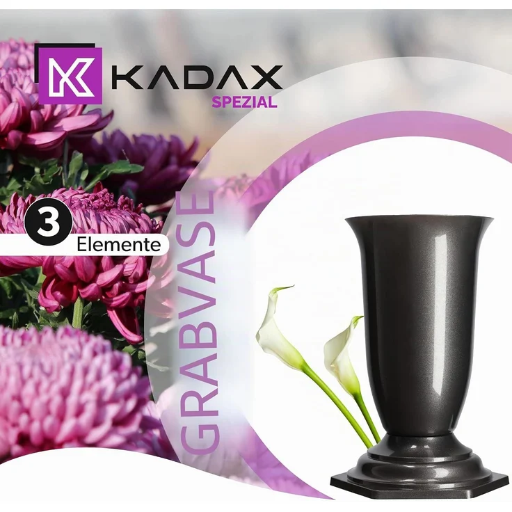 KADAX Vase, Fläschchen für Friedhof, Grabstein, Graphit, 29 cm – Bild 2