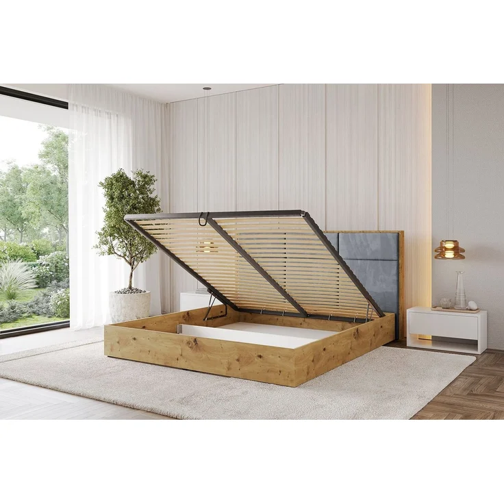ALTDECOR Polsterbett ENZO1 (Polsterbett mit Bettkasten und Lattenrost, Boxbett mit Matratze), Doppelbett mit Stauraum, Bett mit Kopfteil – Bild 3