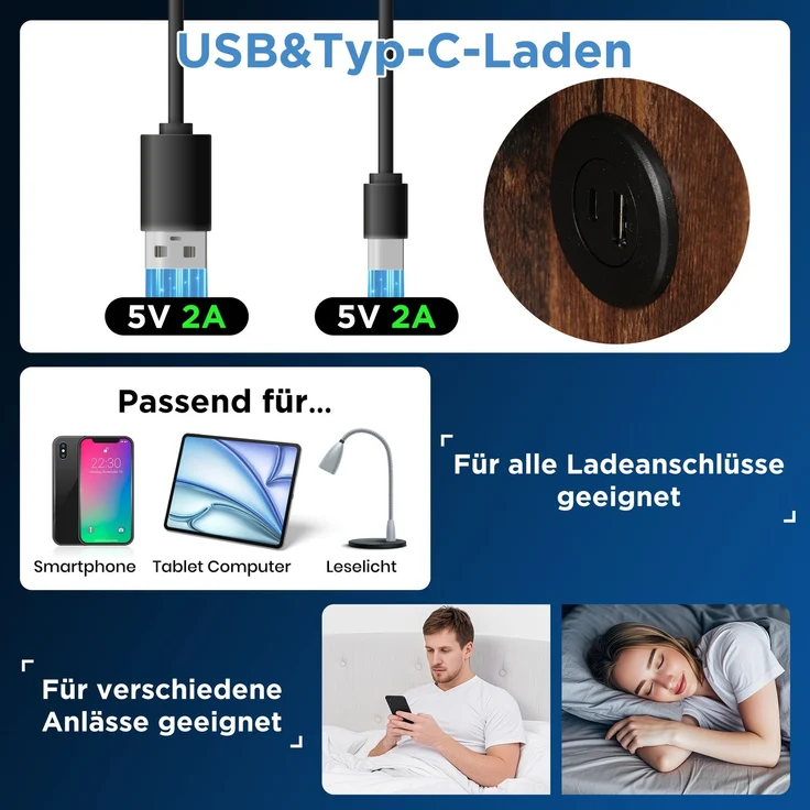 EINHOM Doppelbett 180x200cm mit Stauraum Lattenrost, Polsterbett mit Kabellosem Laden USB C, Leinen, Natürlich (Ohne Matratze) – Bild 5