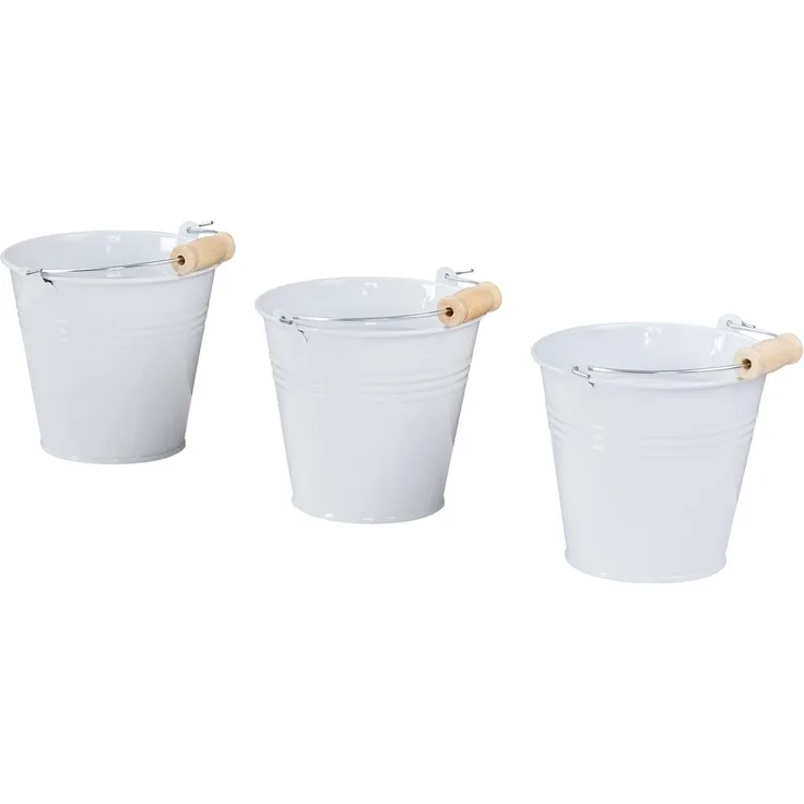 Levandeo® Kräutertopf, 3er Set Pflanztopf Metall H10cm Weiß Kräutertopf Mini Eimer