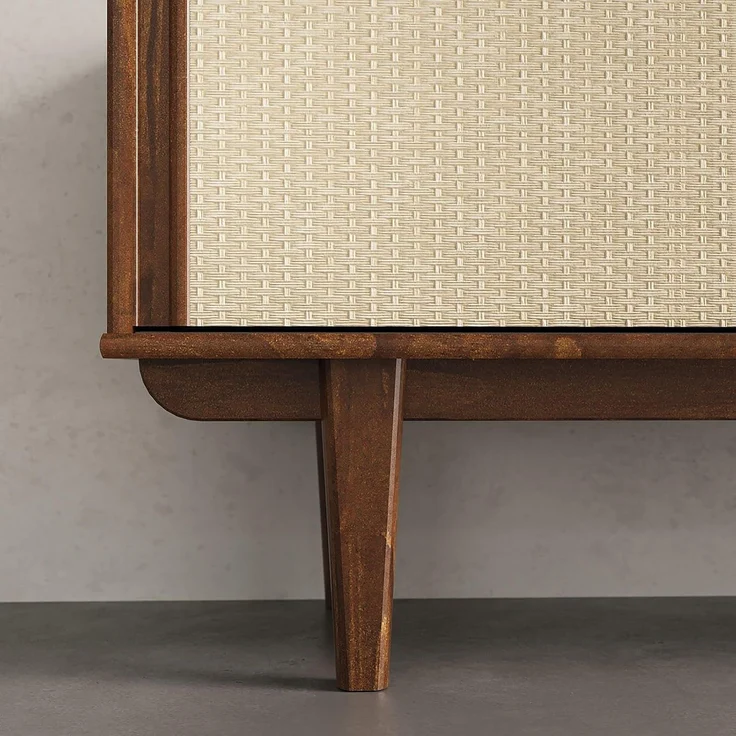 IDIMEX Lowboard SIMONA, TV Schrank 175 cm Massivholz Rattan Schiebetür Kastanie Finish – Bild 7