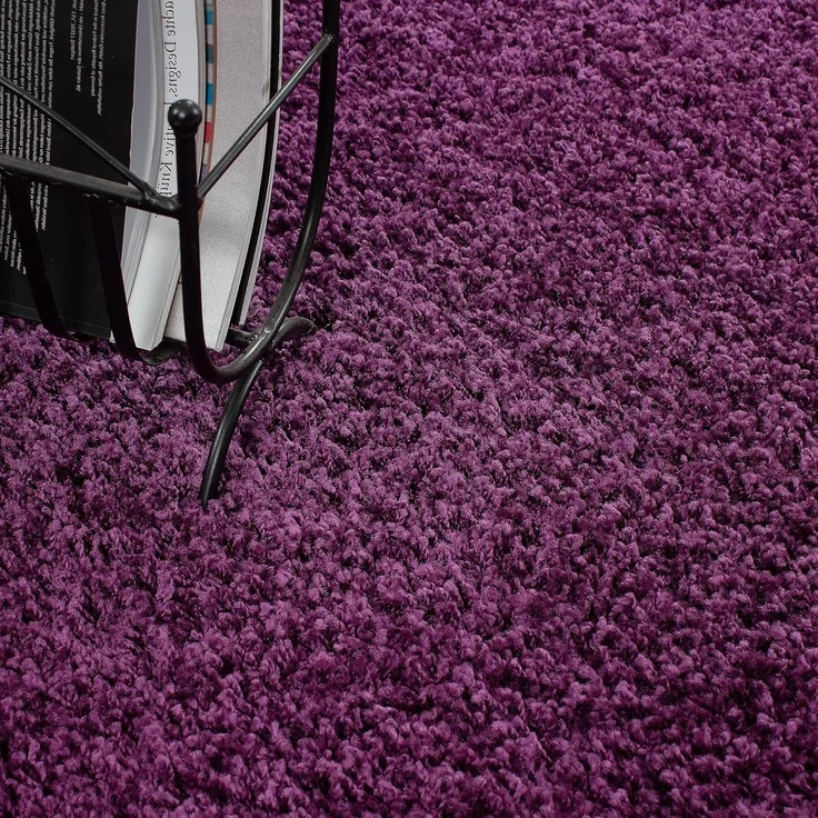 HomebyHome Hochflor Wohnzimmer Teppich 200x290 cm Einfarbig Lila Teppich Langflor Shaggy Modern Teppich für Schlafzimmer, Pflegeleicht Flauschig Weich Rechteckig Großer Teppich – Bild 5