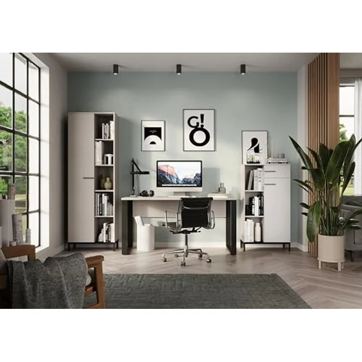 Germania Schreibtisch 5008-630 GW-Adrano , in Kaschmir/Schwarz, mit Metallkufen, 150 x 74 x 60 cm (BxHxT) – Bild 2