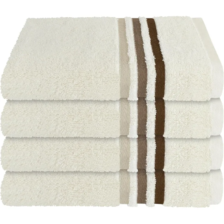 Schiesser Handtuch Skyline, 4er Set, mit Webbordüre, 100% Baumwolle Creme