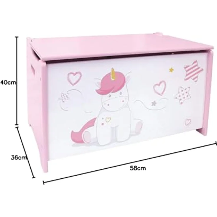 Fun House 713050 Einhorn Spielzeugkiste für Kinder, ab 3 Jahren, weiß, rosa – Bild 8