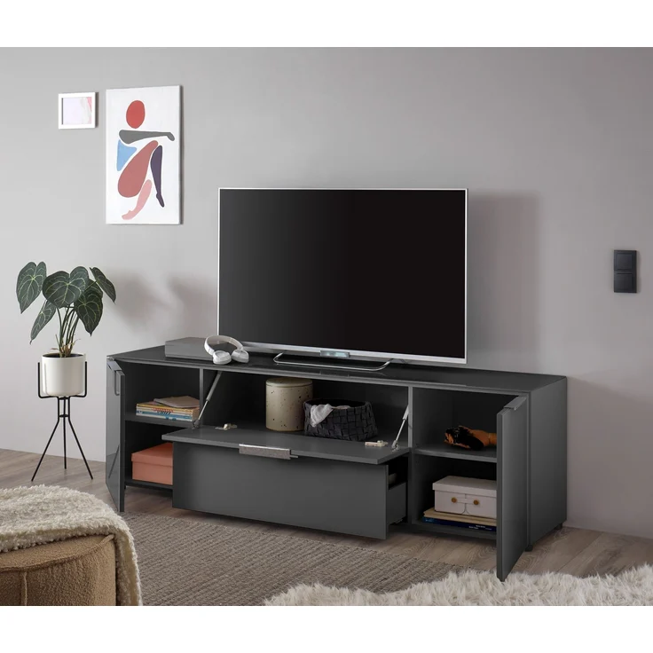 TV-Lowboard >Sean< in Anthrazit, - 180x55x40 cm (BxHxT) – Bild 5