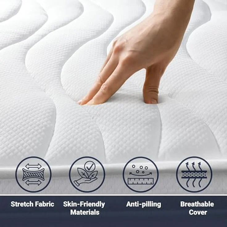The White Stone Matratze, 95x195 cm, Komfortschaum, weiß, antibakteriell, Made in Italy, hypoallergen – Bild 7