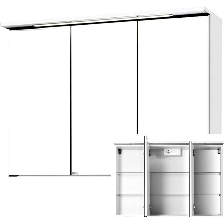 3D-Spiegelschrank '100 013.1.0001' mit LED-Beleuchtung, Weiß