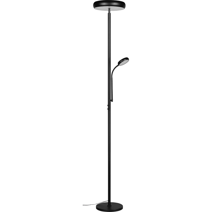 LED Deckenfluter PALERMO Höhe 183cm mit Leselampe und Fernbedienung, Schwarz – Bild 1