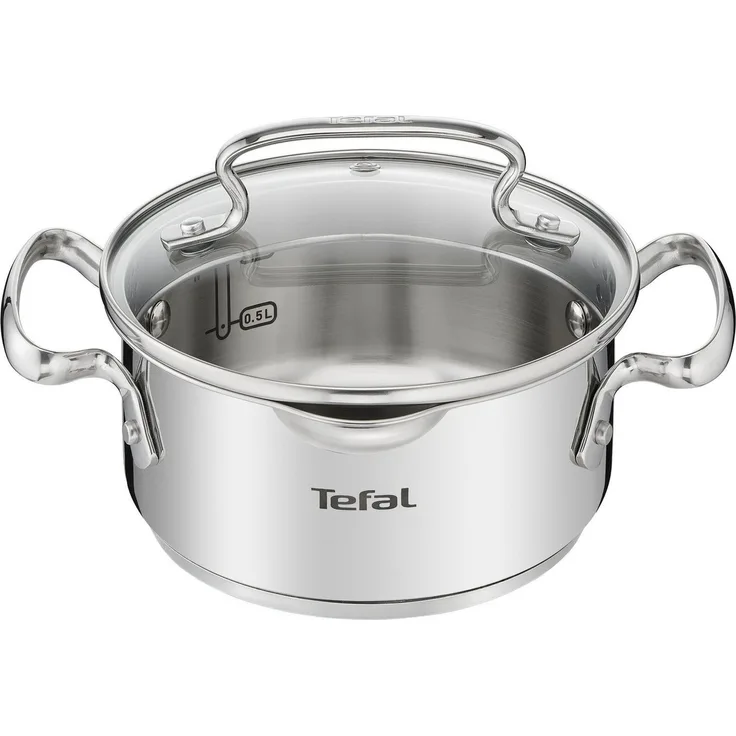 Tefal Kochtopf Duetto+, Edelstahl 18/10, hochglanzpoliert, Glasdeckel mit Siebfunktion