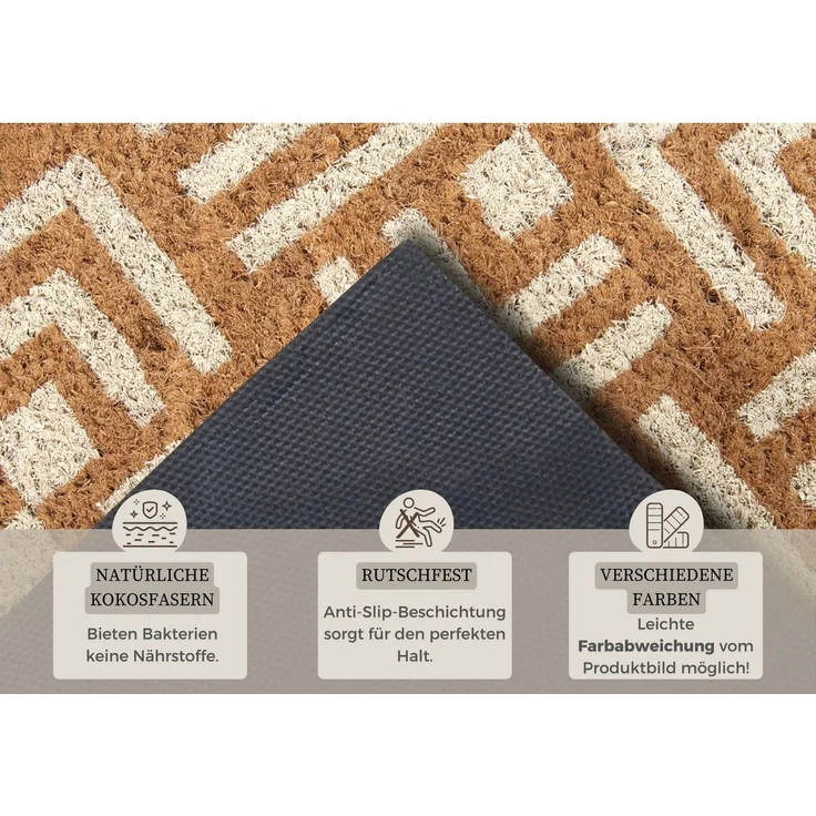 HANSE Home Fußmatte Mix Mats Kokos Hello Geometric, Türmatte, rechteckig, Höhe: 15 mm, Kokos, Schmutzfangmatte, Outdoor, Rutschfest, Innen, Kokosmatte, Flur – Bild 3