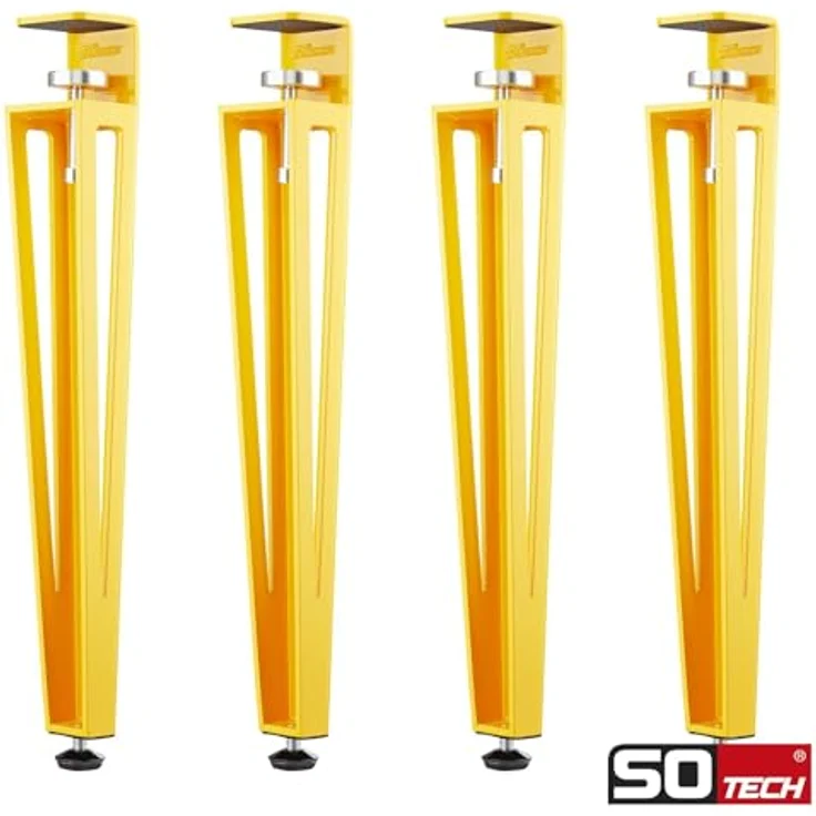SO-TECH® Tischbein ColorLine in F-Form konisch zulaufend von 70 auf 40 mm, mit Klemmschraube (ohne Bohren) - gelb - Höhe 464 mm - 4x – Bild 3