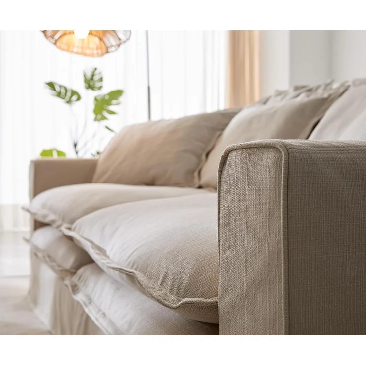 Big-Sofa Noelia Elfenbeinfarben 240x145 cm mit Kissen Hussensofa Sofa Couch – Bild 9
