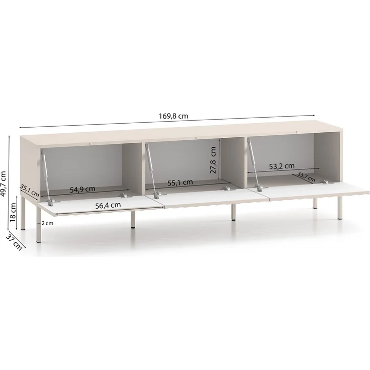 Selsey 'Derriva' TV-Lowboard mit geriffelten Fronten, hellbeige, ca. 50 x 170 x 37 cm – Bild 5