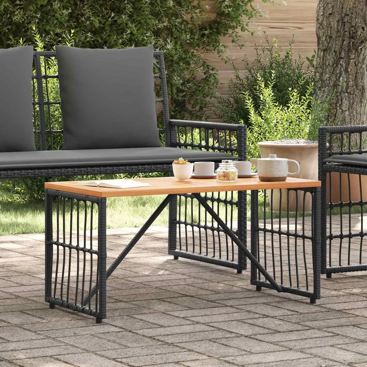 vidaXL Tisch für Outdoor Schwarz 80 x 40 x 40 cm Stahl und Poly Rattan 42025145 – Bild 4