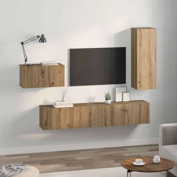 vidaXL TV-Schrankset mit Schubladen 4 pcs Artisan-Eiche Holzwerkstoff 3393263 – Bild 3