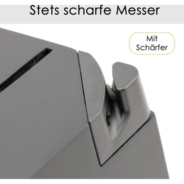 Hanseküche Messerblock Messerblock mit Messer und Schärfer (1tlg), Messerset 7 teilig mit integriertem Messerschärfer – Bild 3