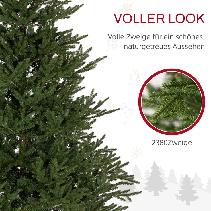 JARDJ Weihnachtsbaum 183 cm, realistisches Aussehen, Schnellaufbau, inkl Ständer, feuersicherer Kunststoff – Bild 7