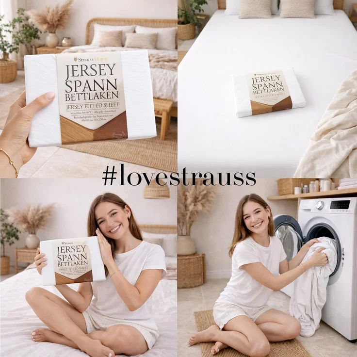 Strauss Home Spannbettlaken Premium 160 g/m² Gekämmte Baumwolle Jersey in Hotelqualität, Gummizug: Rundumgummi, OEKO-TEX®-zertifiziert - Hotelqualität – Formstabil & Langlebig – Bild 8