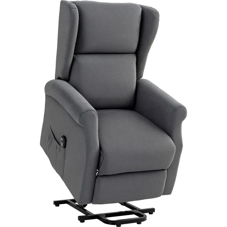 Rayofly-Relaxsessel mit Aufstehhilfe und Liegefunktion, bis 200 kg, Dunkelgrau, H 111 cm x T 74 cm x B 94 cm