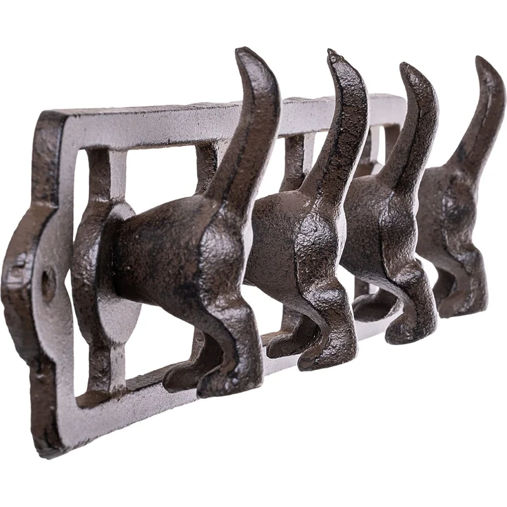 KADAX Hunde Hakenleiste aus Gusseisen 35 x 9 cm, Wandgarderobe mit 4 Haken für Hundeleinen, Halsbänder & Schlüssel, Garderobenleiste zur Wandmontage (Braun) – Bild 6