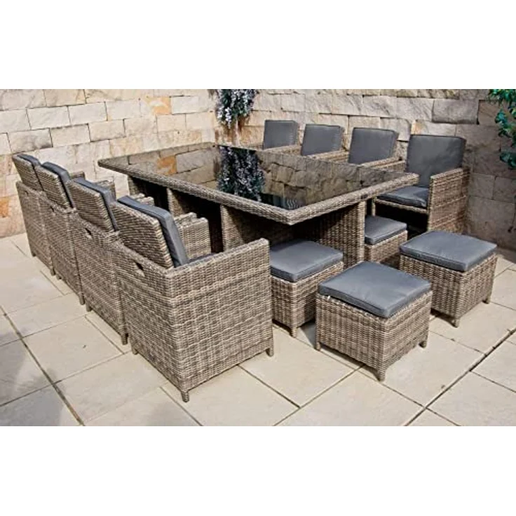 Ragnarök Möbel-Design Garten-Essgruppe Heimdall Esstisch Set 8+4, (Set, Polyrattan, Alu), umklappbare Rückenlehnen, Würfelsystem – Bild 2