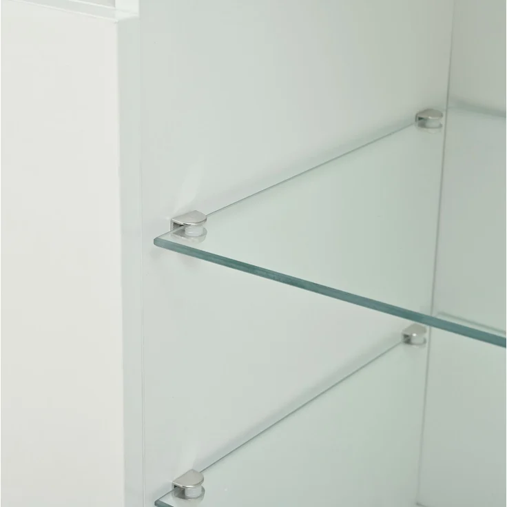 DESVIAE Sideboard mit LED-Beleuchtung und 3 Türen 155,5x72x35 cm Spanplatte Weiß – Bild 9