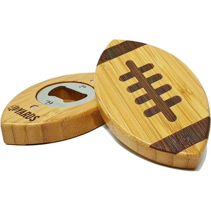 40YARDS Flaschenöffner American Football Flaschenöffner aus Bambus & Stahl mit fühlbarer Naht (1-tlg), inkl. 2 Magnete zur Befestigung – Bild 1