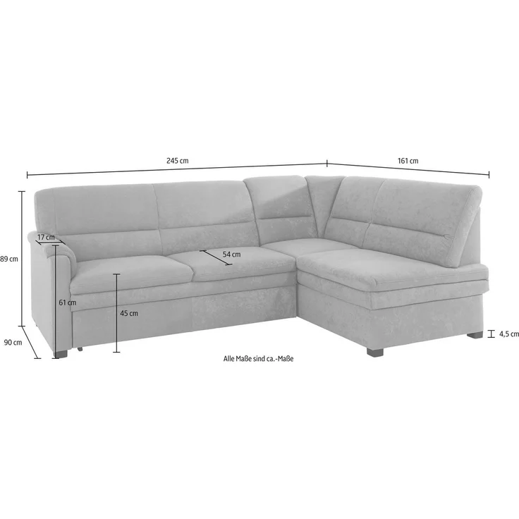 sit&more Ecksofa Pisa L-Form, mit Federkern, wahlweise mit Schlaffunktion – Bild 4