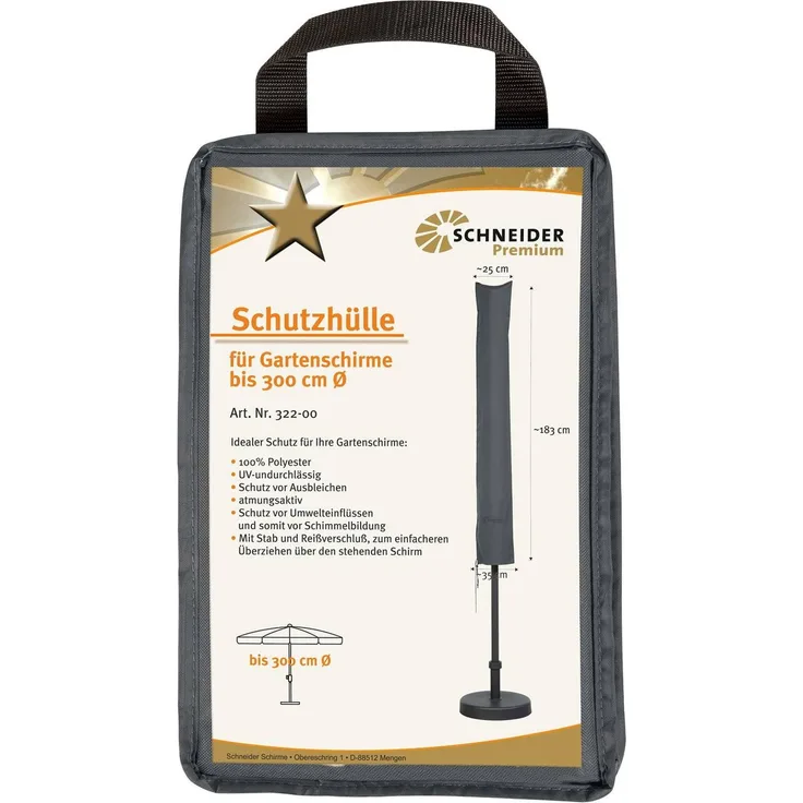 PREMIUM-Schutzhülle für Schirme bis 300 cm Ø, mit Reißverschluss und Stab