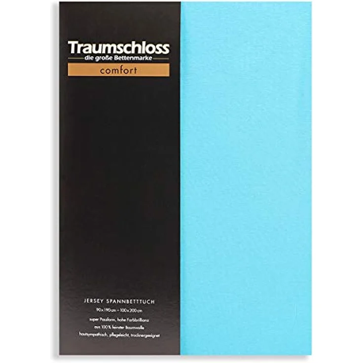 Traumschloss Spannbettlaken Comfort, Jersey, Türkis, 180-200x200, 100% Baumwolle – Bild 2