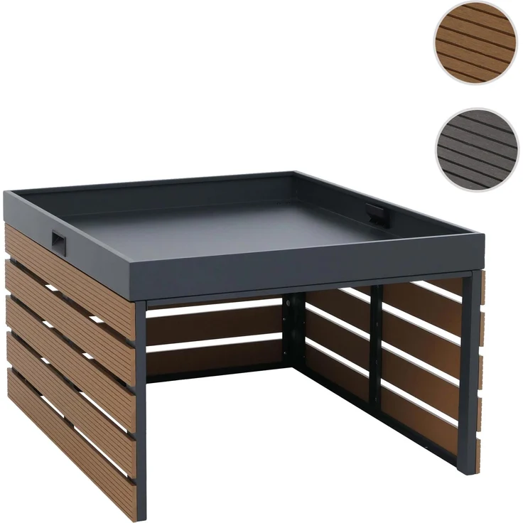 XL Mähroboter-Garage mit Pflanzkasten HWC-Q70, Dach Unterstand für Rasenmäher, WPC Metall 47x72x89cm ~ teak – Bild 10
