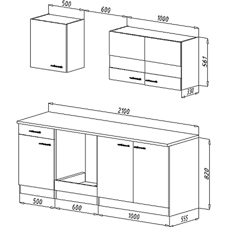 Respekta Küchenzeile Merle KB210ESGS, Grau 210 cm mit Einbauspüle, Soft-Close Funktion und Elektrogeräten – Bild 2