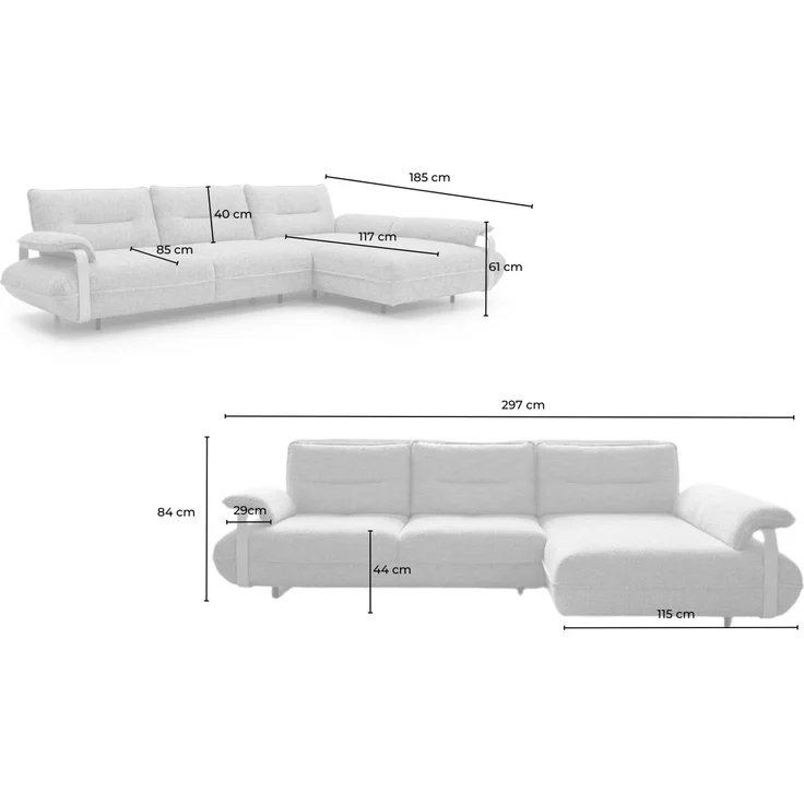 KAWOLA Ecksofa ANISSA Stoff rostbraun manuelle Rückenverstellung Longchair rechts 84 x 185 x 297 cm – Bild 10