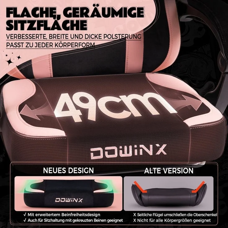 Dowinx Gaming-Stuhl Niedlich mit Katzenohren, Pfoten-Lendenkissen und Sitzkissen, (Packung), Ergonomischer Computerstuhl mit Fußstütze, PC-Spiele-Stuhl für Mädchen – Bild 2