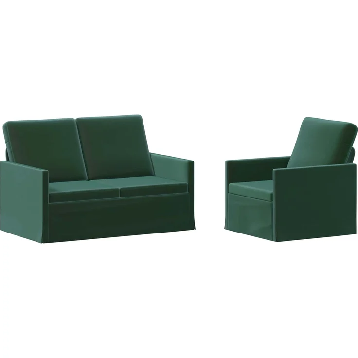 vidaXL Sofa-Set 2 pcs Dunkelgrün Samt (V) 3433192 – Bild 1