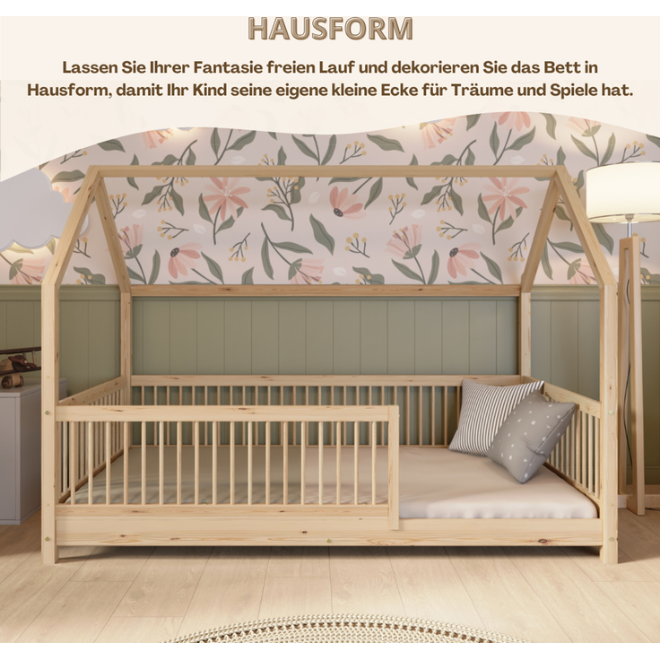 Crazy Pine 'Crazy Folly' Hausbett mit hohem Rausfallschutz, Holz natur, 90x190 cm – Bild 8