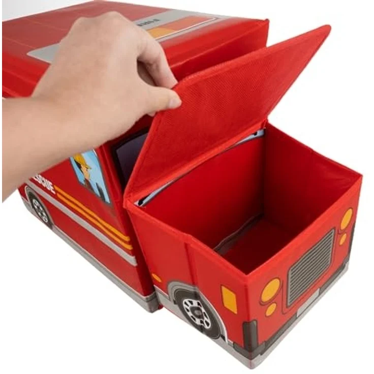 KRUZZEL Spielzeugtruhe Feuerwehr Spielzeug Aufbewahrungsboxen (Spar-Set, 1 St, faltbar), platzsparend verstaubar, aus pflegeleichtem Material gefertigt – Bild 4