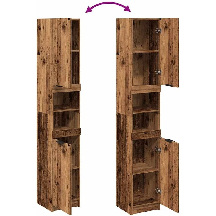 vidaXL Badschrank Altholz-Optik 32x34x188,5 cm Holzwerkstoff 856943 – Bild 6