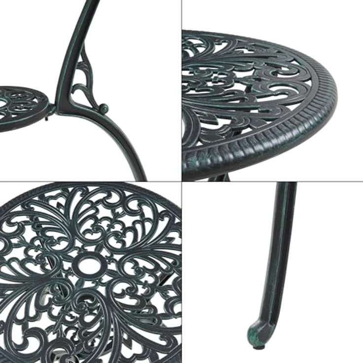 Bistro-Set Lupsam 3-tlg. Aluminiumguss Dunkelgrau mit grüner Patina [casa. pro] – Bild 8