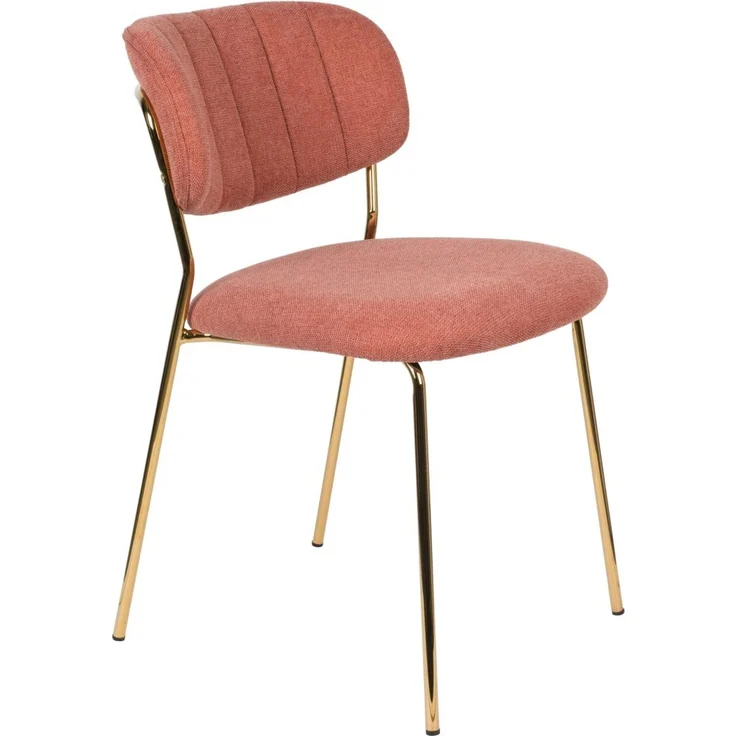 Esszimmerstuhl Jolien im 2er-Set, Rosa mit goldenem Metallgestell und Stoffbezug, Sitzhöhe 48 cm, belastbar bis 150 kg – Bild 1