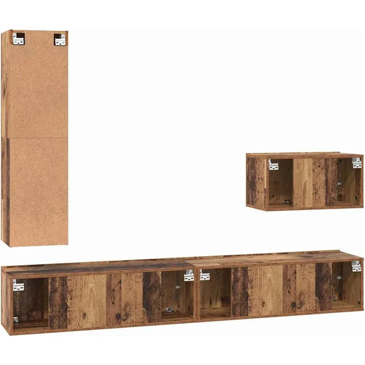 vidaXL TV-Schrankset mit Schubladen 4 pcs Altholz Holzwerkstoff 3393327 – Bild 9