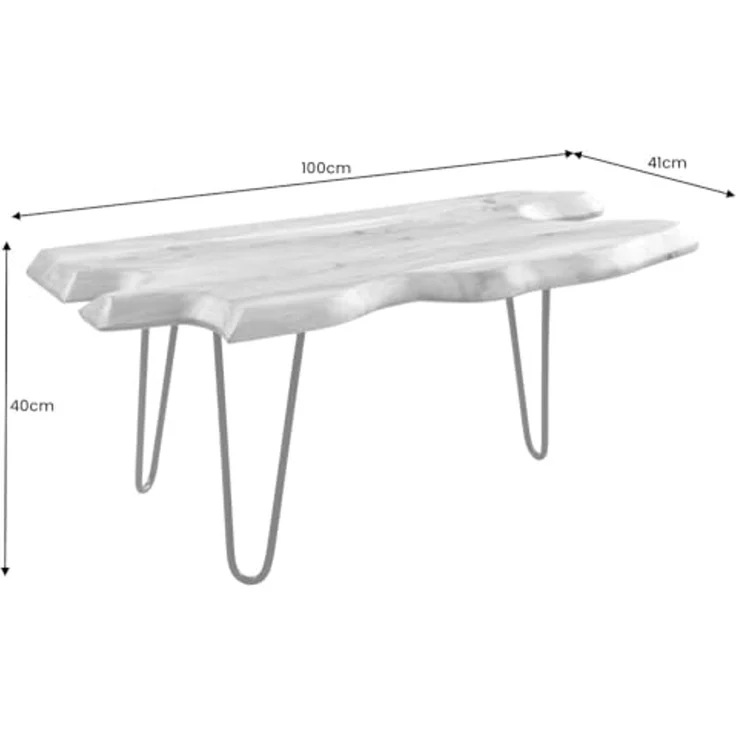 riess-ambiente Couchtisch WILD 100cm natur / schwarz (Einzelartikel, 1-St), Wohnzimmer · Massivholz · Metall · Baumkante · Unikat – Bild 3