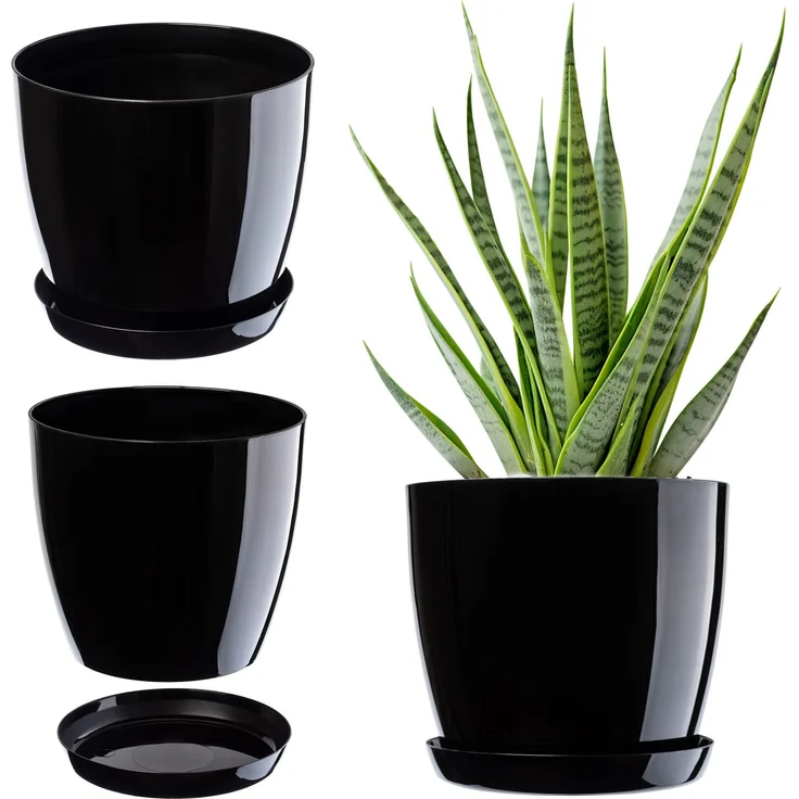 KADAX Blumentopf Blumenabdeckung Ständer Schwarz 16cm – Bild 1