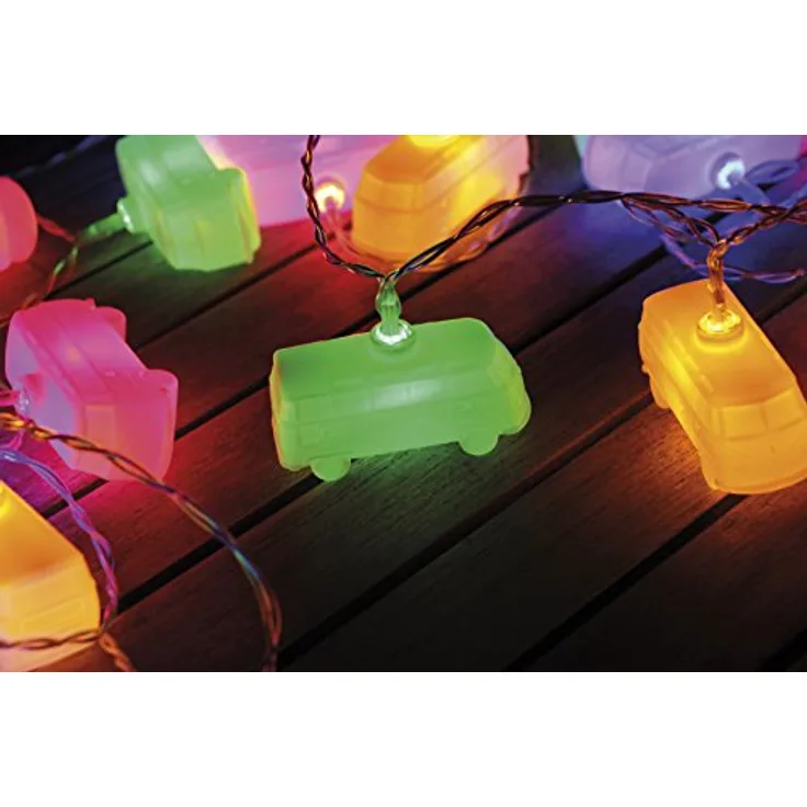 BRISA VW Collection - Volkswagen 3D Batterie Lichter-Kette Garten-Beleuchtung-Partylicht T1 Bulli Bus Design (Innen/3 m/LED/Classic Bus/Bunt)