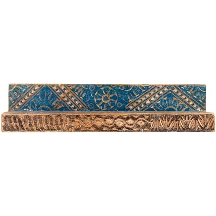 Mangoholz Wandboard Blue Lagoon: Südsee Flair fürs Bad, Farbige Unikate, 70x16x23 cm – Bild 7